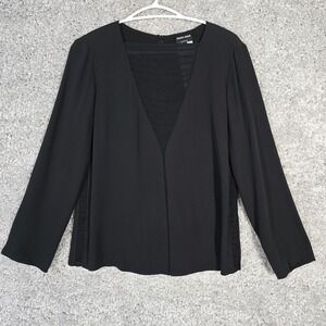 Giorgio Armani Womens Silk Blouse Size 40 Small Black Sheer Dressy‎ Evening Top